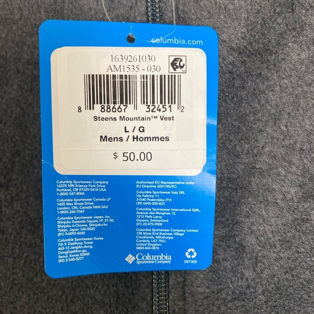 Columbia Gray Polar Fleece Zip Up Vest size Large - Picture 2 of 6